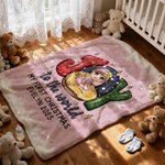 Personalized Joy to the World Cartoon Baby Character Soft Throw Blanket with Name First Christmas Gift for Newborns Family