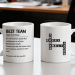 Personalized Best Team Crossword Game 11 oz 15 oz Ceramic Mug with Names Birthday Gift for Family Friends