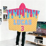 Coperta personalizzata con cappuccio con nome e numero per il gelato di baseball, regalo di compleanno per l'allenatore degli adolescenti.