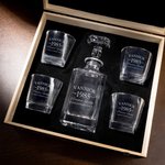 Personalized Vintage Aged Whiskey Decanter Glass Wooden Storage Box Set with Name and Year Birthday Father's Day Gift for Whiskey Lovers