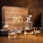 Personalized Tractor Engraved Name Whiskey Decanter Glasses Set with Wooden Box Birthday Anniversary Gift for Men Whiskey Lovers