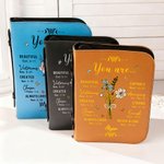 Personalised You Are Beautiful Pink Bow Birth Flower Bouquet Bible Verses PU Leather Bible Cover with Name Birthday Baptism Gift for Christians