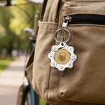 Portachiavi personalizzato con catena da bicicletta riciclata con motivo in legno e testo inciso al laser Regalo di compleanno per amici ciclisti