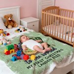 Personalized Joy to the World Cartoon Baby Character Soft Throw Blanket with Name First Christmas Gift for Newborns Family