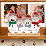 Personalized 2-8 Cute Snowmen Wooden Christmas Ornament with Name Holiday Decor Christmas Party Favor Gift for Family