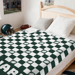 Personalized Sportball Theme Multicolor Checkerboard Pattern Soft Throw Blanket with Name Home Bedroom Decor Birthday Gift for Sport Lovers