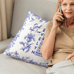 Personalized God Says I Am Toile De Jouy Birth Flower Soft Throw Pillow Cover with Bible Name Home Decor Birthday Gift for Christians Friends