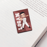 Personalised Baseball Softball Cartoon Character Magnetic Bookmark Clip with Name and Number Birthday Gift for Baseball Softball Lovers Bookworms
