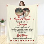 Henkilökohtainen I Love You Heart Photo Soft Throw Blanket nimillä Home Decor Ystävänpäivä lahja pariskunnalle