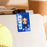 Personalised Baseball Softball Cartoon Character Magnetic Bookmark Clip with Name and Number Birthday Gift for Baseball Softball Lovers Bookworms