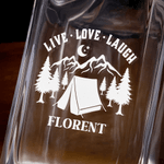 Personalized Camping Theme Whiskey Decanter with Engraved Name and Year Birthday Camping Gift for Bartenders Friends