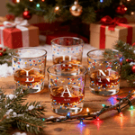 Personalised Christmas Hat Reindeer Antlers Floral Initial Lights 10 oz Whiskey Glass with Name Anniversary Christmas Gift for Dad Whiskey Lover