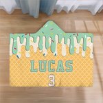 Coperta personalizzata con cappuccio con nome e numero per il gelato di baseball, regalo di compleanno per l'allenatore degli adolescenti.