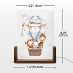 Animale personalizzato Mongolfiera Acrilico LED Luce Notturna con Base in Legno e Nome Regalo di Compleanno Anniversario per Famiglia Bambini