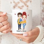 Personalized Cartoon Couple Characters 11 oz 15 oz Ceramic Mug with Names and Text Daily Use Valentine's Day Anniversary Gift for Couple