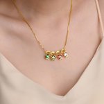 Collar personalizado con contorno de niño y niña y 1 a 6 piedras de nacimiento de corazón regalo de cumpleaños y aniversario para mujeres y niños