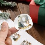 Etichette adesive impermeabili personalizzate con iniziale e nome decor dell'albero di Natale regalo natalizio per famiglia e bambini