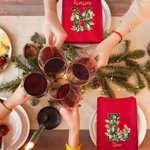 Personalisierte Tisch Serviette aus 100% Baumwolle mit Namen und Initiale im Stechpalmen-Design Tischdeko Weihnachtsgeschenk für Familie Freunde