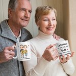 Personalized Cartoon Couple Characters 11 oz 15 oz Ceramic Mug with Names and Text Daily Use Valentine's Day Anniversary Gift for Couple