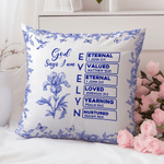 Personalized God Says I Am Toile De Jouy Birth Flower Soft Throw Pillow Cover with Bible Name Home Decor Birthday Gift for Christians Friends