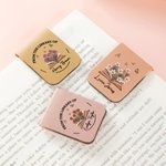 Personalised From The Library Of Birth Flower PU Leather Magnetic Bookmark Clip with Name Birthday Gift for Book Lovers Bookworms