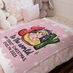 Personalized Joy to the World Cartoon Baby Character Soft Throw Blanket with Name First Christmas Gift for Newborns Family