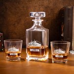 Personalised Engraved Lorry Name Whiskey Decanter Glasses with Wooden Storage Box Bar Accessory Birthday Gift for Men Whiskey Lovers