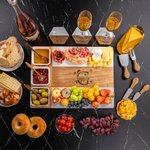 Personalized Engraved Initial Name Marble 11 Pcs Cutting Board Coaster Set with Ceramic Bowl Christmas Gift for Family Friend