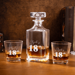Personalised Birthday Theme Whiskey Decanter Glass Box with Engraved Name Birthday Anniversary Gift for Liquor Lovers