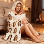 Personalised Tacos Pizza Biscuits Soft Hooded Blanket with Photos Home Decor Birthday Gift for Family Friends
