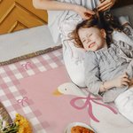 Personalized Goose Baby Gingham Tassel Soft Throw Blanket with Name Storybook Style Home Decor Birthday Baby Shower Gift for Kid Baby