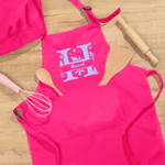 Personalized Christmas Initial Adjustable Kid Apron Chef Hat Set with Name and Pocket Cooking Handcraft Activities Christmas Gift for Boys Girls