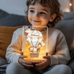 Animale personalizzato Mongolfiera Acrilico LED Luce Notturna con Base in Legno e Nome Regalo di Compleanno Anniversario per Famiglia Bambini