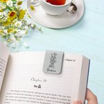 Segnalibro magnetico in pelle personalizzato con nome e fiore di nascita linea DNA regalo per amanti dei libri