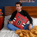 Personalized Multicolor Sports Theme Soft Throw Pillow Cover with Name and Number Home Decor Birthday Gift for Sports Lovers