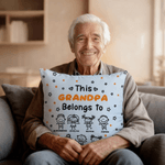 Personalized Line-Art Kids' Characters Multicolor Soft Throw Pillow Cover with Title and 1-10 Names Home Decor Birthday Gift for Family