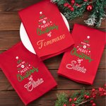 Tovagliolo personalizzato riutilizzabile con nome e scritta a forma di albero di Natale We wish you a Merry Christmas regalo di Natale per famiglia