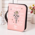 Personalised You Are Beautiful Pink Bow Birth Flower Bouquet Bible Verses PU Leather Bible Cover with Name Birthday Baptism Gift for Christians