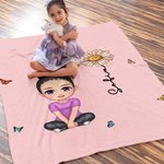 Coperta morbida e accogliente personalizzata con personaggio animato nome e fiore di nascita regalo di compleanno per bambini e famiglia