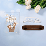 Animale personalizzato Mongolfiera Acrilico LED Luce Notturna con Base in Legno e Nome Regalo di Compleanno Anniversario per Famiglia Bambini