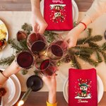 Serviette de table rouge en coton avec nom Cadeau de Noël pour la famille et les amis