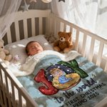 Personalized Joy to the World Cartoon Baby Character Soft Throw Blanket with Name First Christmas Gift for Newborns Family