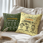 Personalized Line-Art Kids' Characters Multicolor Soft Throw Pillow Cover with Title and 1-10 Names Home Decor Birthday Gift for Family
