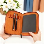 Personalized Mother-of-Pearl Effect Birth Flower PU Leather Notebook Organizer with Name and Notebook Birthday Gift for Women