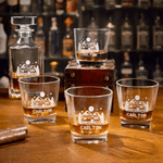 Personalized Camping Theme Whiskey Decanter with Engraved Name and Year Birthday Camping Gift for Bartenders Friends