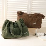 Bolso tote personalizado de pana con nombre cordón y bolsillos capacidad grande regalo de cumpleaños y Navidad para mujeres
