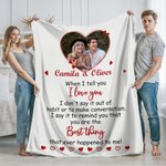 Henkilökohtainen I Love You Heart Photo Soft Throw Blanket nimillä Home Decor Ystävänpäivä lahja pariskunnalle