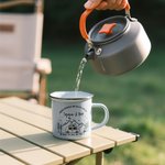 Personalizzato Home Is Where We Park It Campfire Mountain Forest Design 12 oz tazza smaltata con nome Anniversario Regalo di compleanno per coppia