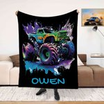 Personlig Big Wheel Off-Road Truck Mjuk pläd med namn Heminredning Födelsedagspresent för barn