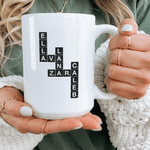 Personalized Best Team Crossword Game 11 oz 15 oz Ceramic Mug with Names Birthday Gift for Family Friends